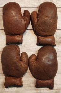 Vintage Leather Boxing Gloves - Children Kids - Display - Antique Rare - Picture 1 of 4