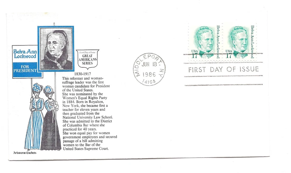 2178 17c Belva Ann Lockwood, Aristocrat Cachets FDC - Image 1 of 1
