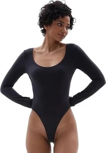 Damen-Body Größe XL Passform 16 18 20 schwarz hoch dehnbar Turnanzug Oberteil U-Ausschnitt - Bild 1 von 2