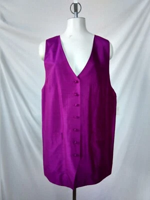 Chaleco estilo túnica Dana Buchman seda nuevo con etiquetas fucsia talla M Foto 1 de 4