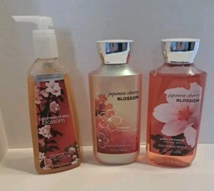 BATH & BODY WORKS 3 pezzi giapponese CHERRY BLOSSOM sapone mani bolla bagno doccia gel - Foto 1 di 8
