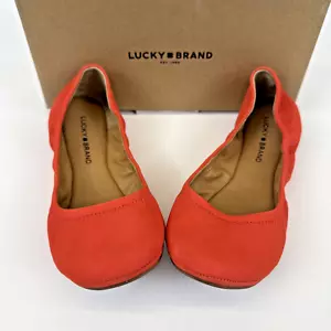 Lucky Brand LK-EMMIE Women's Nubuck Leather Coral Ballet Flats Size 10M NIB - Picture 1 of 10