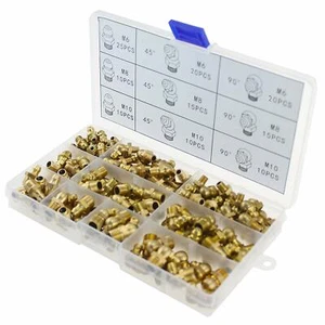 135pcs M6 M8 M10 Brass Zerk Grease Nipple Fittings Assortment Kit for car - Picture 1 of 7