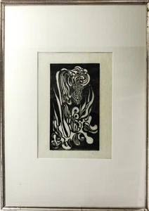 Holzschnitt Floral Abstrakt Blumen Stillleben Thilo Maatsch Japanpapier - Bild 1 von 5