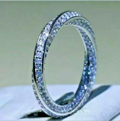 2.00CT Round Cut Lab Created Diamond Wedding Band Ring in 14K White Gold Plated - Image 1 of 4