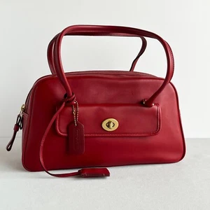 Vintage Coach Penelope Satchel Handbag 9713 Red Cowhide Leather - Picture 1 of 21