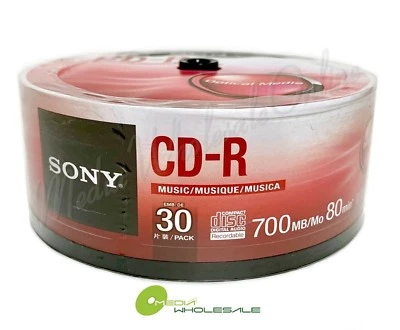 SONY Blank Music CD-R CDR Branded 80min Digital Audio 30 pack Media Disc - Image 1 of 3