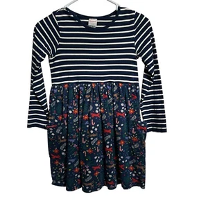 Hanna Andersson NAVY STRIPE WOODLAND HOLIDAY MIXIE PLAYDRESS DRESS Size 8 - Picture 1 of 6