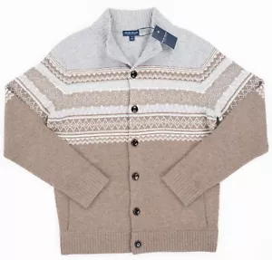 PETER MILLAR Cárdigan Marrón Gris Suéter Lana Cachemira Calce Regular Botón Completo M - Imagen 1 de 4