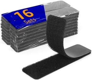 16 Sets Heavy Duty Hook &Loop Adhesive Strip Sticky Back Fastener 1x4 Inch Black - Picture 1 of 13