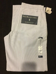NWT Polo Ralph Lauren Retail $79.50 Blue/White Stripe SEERSUCKER Pants 12 Boys - Picture 1 of 3