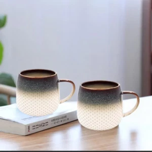 2x Reactive Glaze Becher 400ml Abstraktes Farbverlauf Design Tee Kaffee Tassen LP74174 - Bild 1 von 4