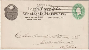 Pittsburgh PA 1895 cl ilustración cubierta adverta Logan Greg Hardware Co 2ct completo (b391) - Imagen 1 de 1
