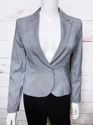 H&M Womens Blazer Size 6 Gray One Button Lined Long Sleeve - Image 1 of 4