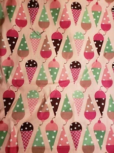 Vntg Sewing Fabric Robert Kaufman Ice Cream Cone Pink Polka Dots 1ydX45" Cotton - Picture 1 of 3