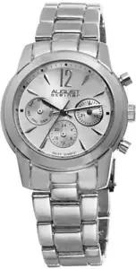 August Steiner AS8087SS Swiss Quartz Day Date GMT Silvertone Womens Watch - Picture 1 of 5