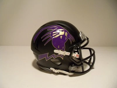 Mini casco personalizado 2017 negro mate Northwestern Wildcats púrpura/oro Big Cat  Foto 1 de 3