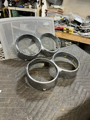 1965 65 Lincoln Continental Nice Original HeadLight Bezel Trim Rings Clean - Image 1 of 4