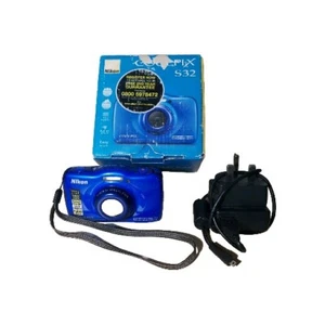 Nikon Coolpix S32 Waterproof Underwater Digital Camera Blue 13.2 MP READ DESCRIP - Picture 1 of 11