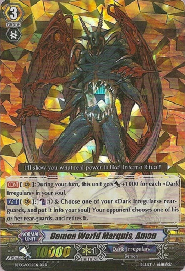 CARDFIGHT VANGUARD DEMON WORLD MARQUIS AMON (DARK IRREGULARS) BT03/002EN RRR - Image 1 of 3