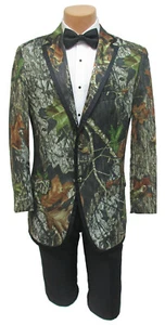 Men's Mossy Oak Camouflage Tuxedo Jacket Medium 40-42" Chest Camo Tux Coat - Picture 1 of 6