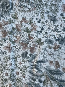 Vintage Cranston Cotton Fabric 3 yard 44" Wide Gray Blue Teal Brown Floral USA - Picture 1 of 6