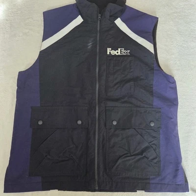 Fed Ex Vest Stan Herman Navy Blue Black Reflective Water Resistant Uniform  - Image 1 of 4