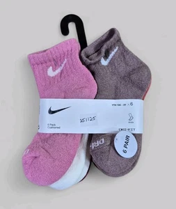 NIKE Girls Socks Ankle Cushion Dri Fit School Kids Everyday 6 Pair Shoe 10C-3Y  - Picture 1 of 6