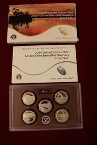 2014 US Mint CLAD America the Beautiful Quarters Proof Set, con certificato di autenticità - Foto 1 di 3