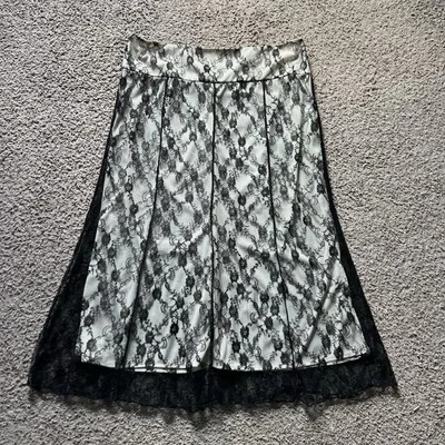 Vintage Y2K 90s Skirt Size 12 Black White Lace Flare Layered Whimsigoth Fairy - Image 1 of 3