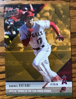 2018 Topps Now Shohei Ohtani Rookie of The Year GOLD AWARD WINNER OSB-1 RC - Image 1 of 2