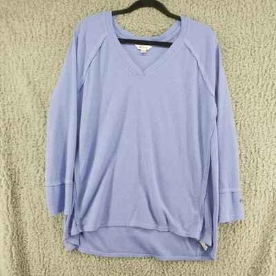 Camisa Wildfox Mujer XXL Periwinkle Azul Cepillado Térmico Cuello en V Tejido Blusa Foto 1 de 4