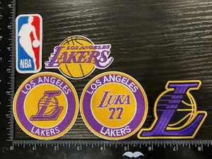 Lot Set 5 LOS ANGELES LAKERS IRON ON EMBROIDERED PATCHES BASKETBALL Luka - Picture 1 of 1