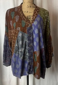 Sacred Threads L/XL Patchwork Mixed Print Boho Hippie Short Jacket Art to Wear - Picture 1 of 7