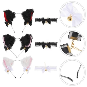 3 Sets Cat Headband Necklace Suit Performance Costume Accessory Lolita Choker - Imagen 1 de 10