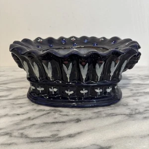 French Jardiniere Planter Sant Marti Hand Made In FRANCE Ceramic Rams Head Handl - Picture 1 of 18