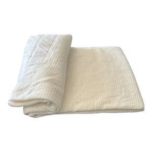 JC Penney Fashion Manor SOFT Decke Vintage weiß Satinborte 86x80 USA 1960er - Bild 1 von 5