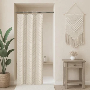 Kleiner Stall Beige Boho Stoff Duschvorhang, 36x72 Halbe Größe, Struktur Büschel... - Bild 1 von 7