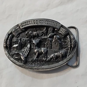 Fibbia cintura vintage Eureka South Dakota 1987 centenario 3D fauna selvatica peltro - Foto 1 di 11