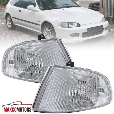 Corner Lights Fits 1992-1995 Honda Civic 2/3Dr Coupe Hatchback Turn Signal Lamps - Image 1 of 4