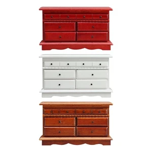 Classical White Miniature Furniture 4 Drawer Wooden Chest For Model House Scene - Picture 1 of 11