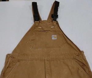 Carhartt FR Overalls Mens 40x34 Insulated Bib FRR44 Double Knee Quilted Brown - Picture 1 of 12