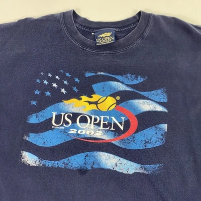 Vintage US Open Shirt Mens XXL Blue Long Sleeve Tennis USTA 2002 Graphic - Image 1 of 4