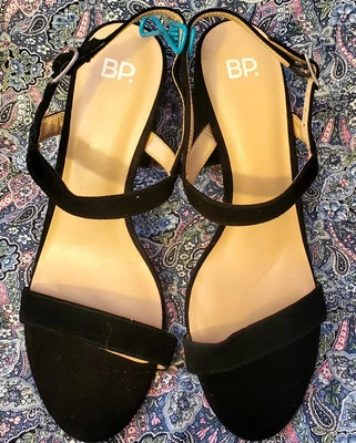 Sandalia Nordstrom BP Negro Gamuza Lula Tacón Bloque Mujer Talla 9M Primavera/Verano Zapato Foto 1 de 4