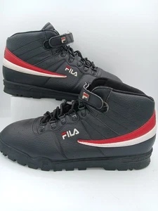 Fila Shoes Mens 13 Black White Red Hi Top Sneakers Athletic Nearly New! - Picture 1 of 13