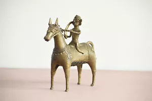 8,5 Zoll dreifache Kunststatue | Ein dreifacher Mann auf Pferd handgeschnitzte Bronzefigur - Bild 1 von 6
