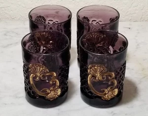 Antique Croesus Amethyst Glasses/Tumblers by Riverside #484 Purple/Gold 1898 EUC - Picture 1 of 14