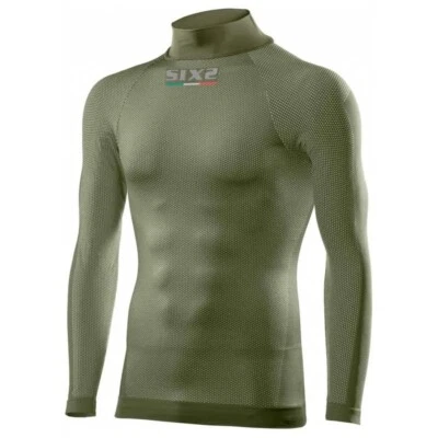 MAGLIA LUPETTO MANICHE LUNGHE TECNICA TERMICA SIX2 TS3 ARMY GREEN CARBON TG M/L - Immagine 1 di 3