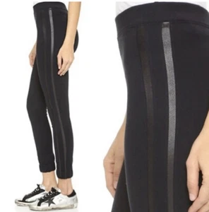 SPANX Damen schwarz Kunstleder Racing Streifen Jogger Leggings XS Moto Biker - Bild 1 von 11