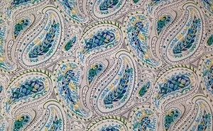 RICHLOOM FRANZ PEACOCK BLUE PAISLEY FLORAL MULTIUSE FABRIC BY THE YARD 54"W - Picture 1 of 5